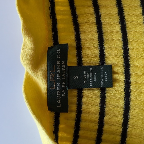 Lauren Ralph Lauren Womens Sweater Boatneck 3/4 Sleeve Stripe Yellow - Picture 6 of 9